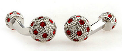 silver and red crystal cuff links