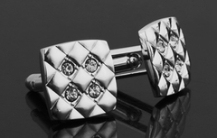 silver and simulated diamond cufflinks