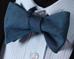 Blue Cotton Bow Tie