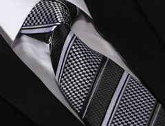 Black & Silver Striped Necktie