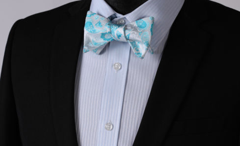 Self Tie Turquoise & White Paisley Bowtie – GentlemanJoe