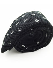 side view - black white motif knit tie