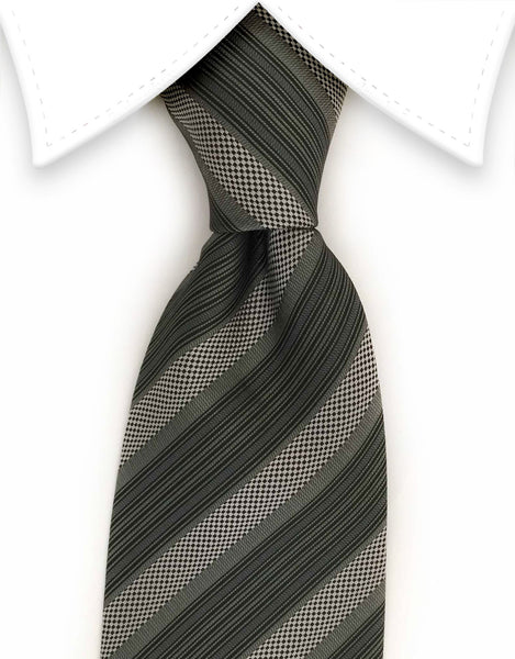 Silver, Gray & Charcoal Striped Tie – GentlemanJoe
