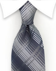 Silver Gray Plaid Tie