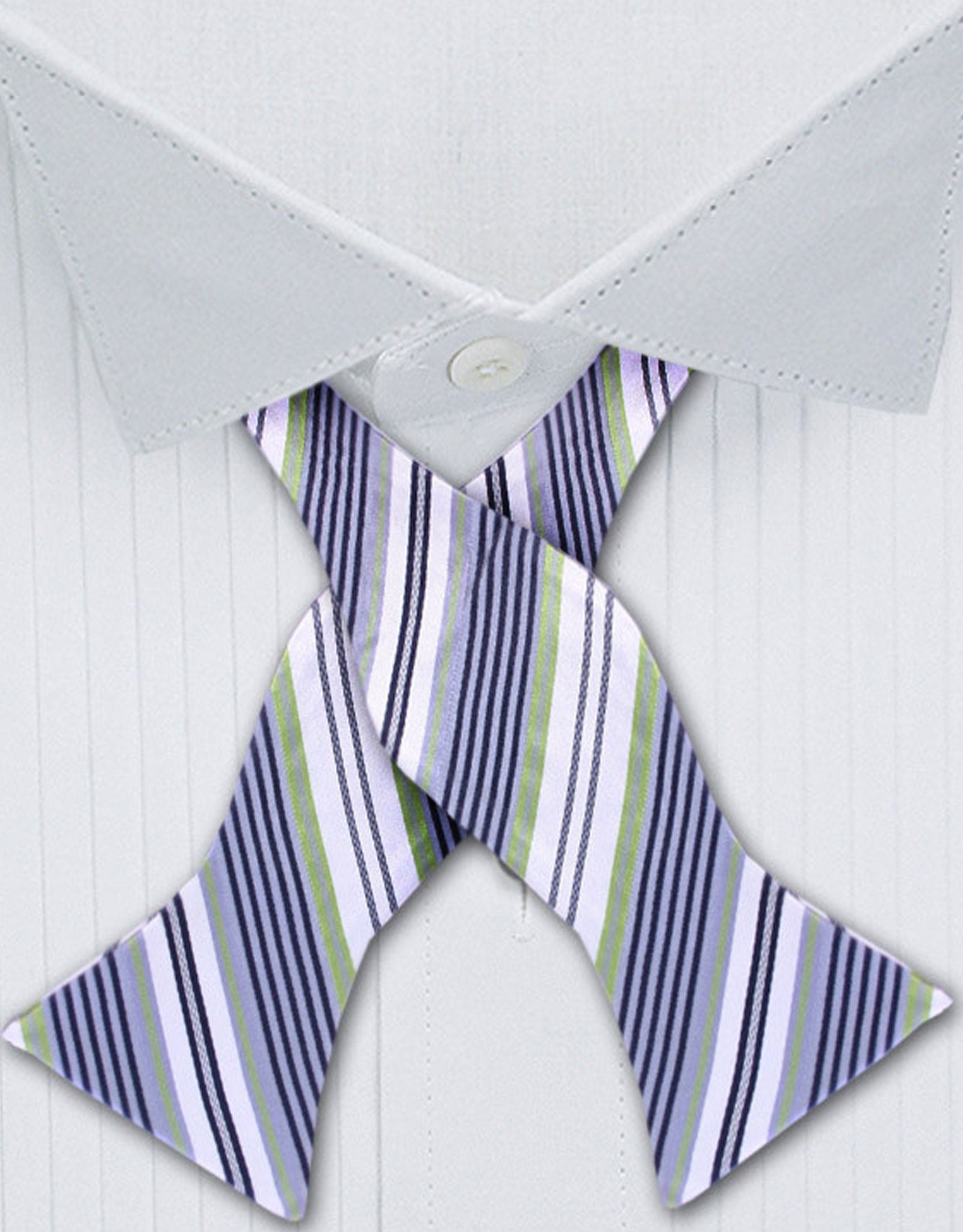Silver, Green, Black & White Bow Tie