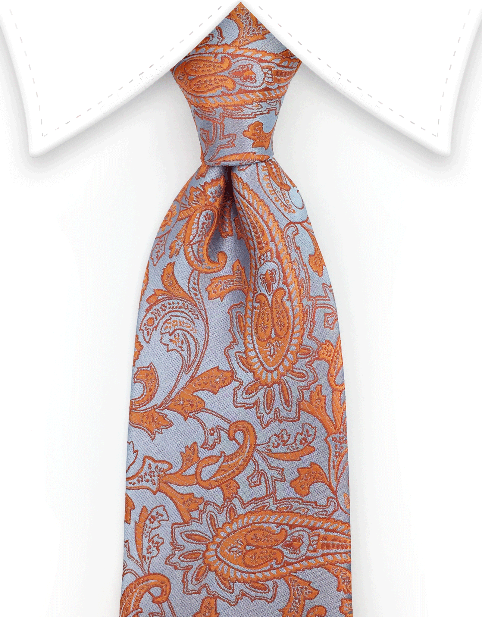 Orange and silver paisley tie