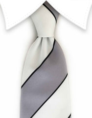 Gray and white striped tie