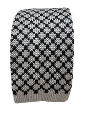 Classy Black and Silver Motif Knitted Men's Tie