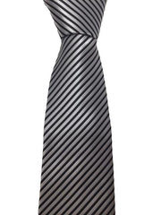 Silver and Black Pinstriped Teen Tie