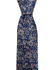 Silver, Blue and Pink Mini Floral Tie