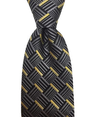 Silver, Gold and Black Geometric Tie