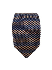 Silver, Gold and Navy Blue Knit Necktie