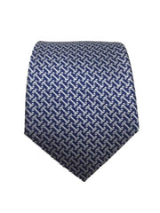 Silver and Navy Blue Geometric Men's Tie