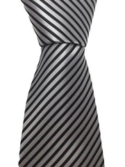 Silver and Black Pinstriped Teen Tie