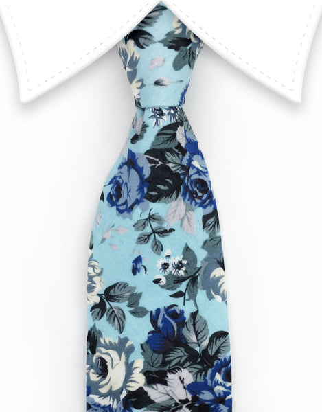 Sky Blue Floral Necktie