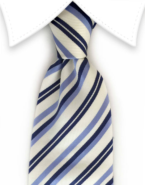 White & Blue Striped Tie