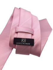 Solid Pastel Pink Tie with Blind Stripes