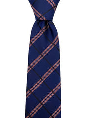 Blue, Red, White and Black Plaid Tie
