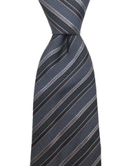 Steel Blue, Gray, Charcoal and Silver Striped Tie