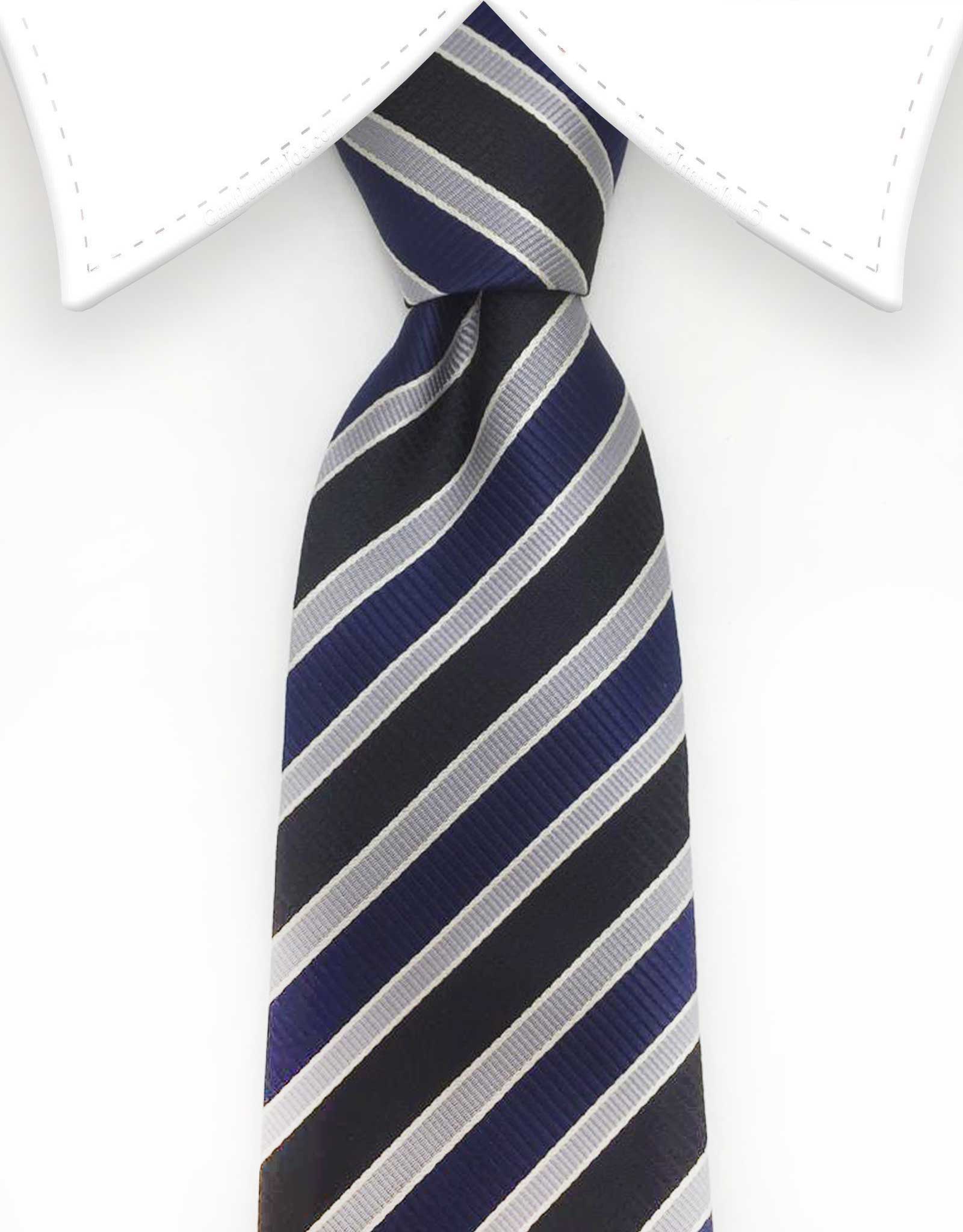 navy blue silver extra long tie