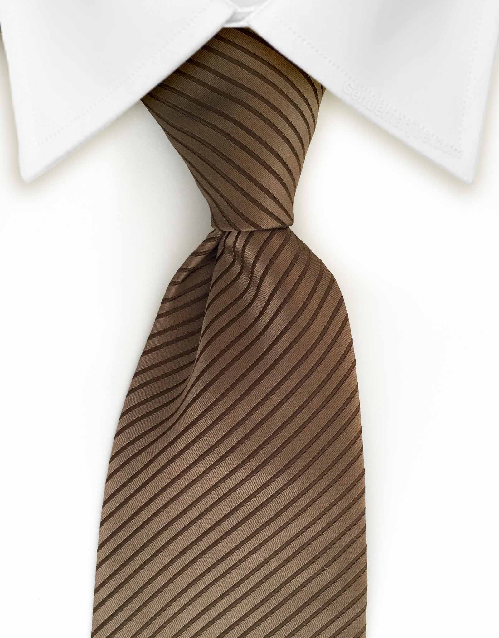 solid brown striped tie