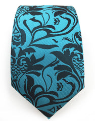 teal and black floral tie