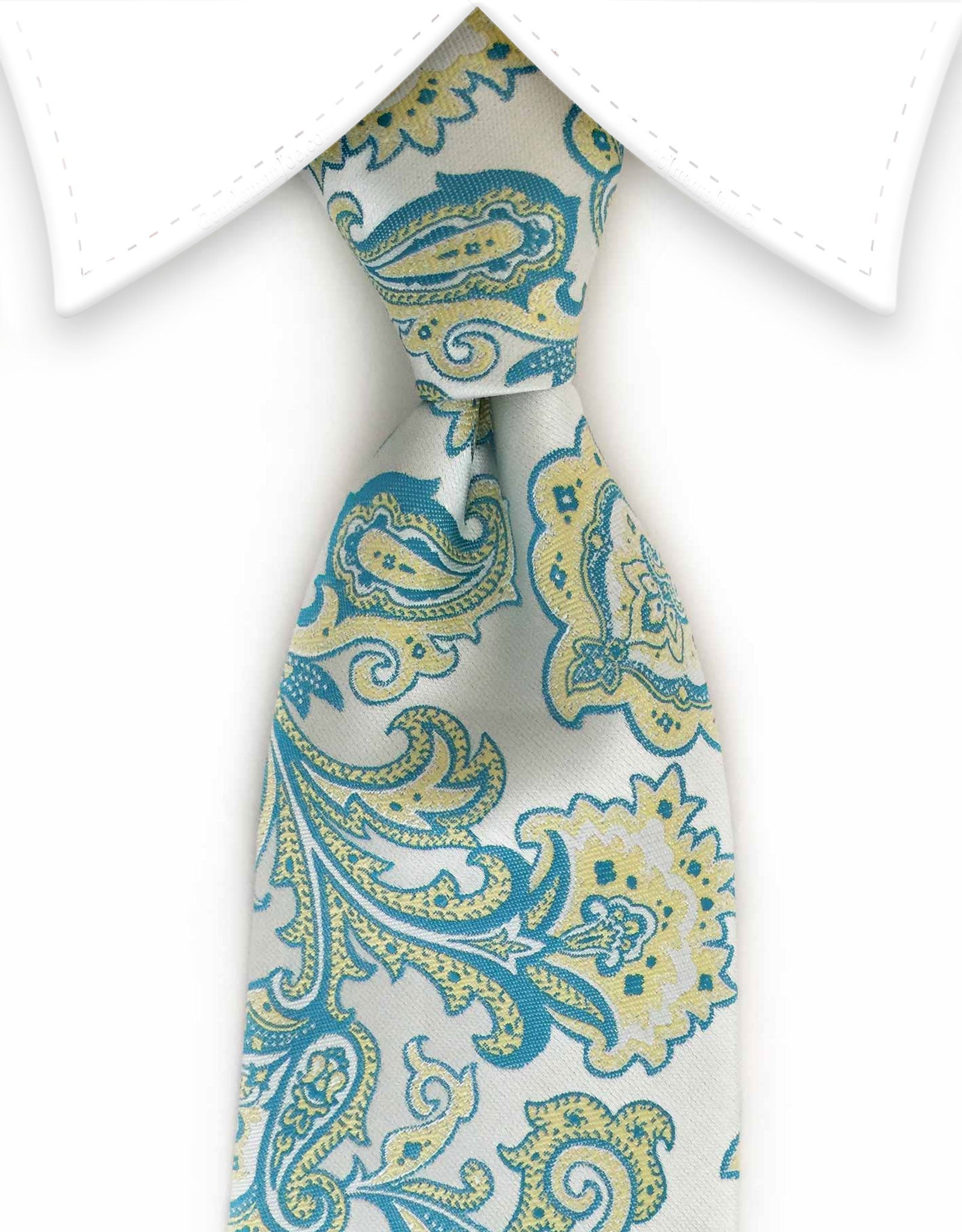 Soft teal & pale yellow floral tie