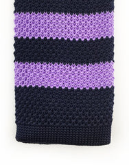 Lavender and Black Striped Knitted Tie