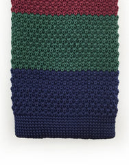 tip of navy, green, burgundy knitted tie
