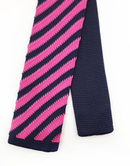 navy pink knit necktie