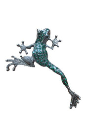 Leaping Frog Green Crystal Lapel Pin