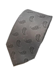 Silver and Black Paisley Men's Tie