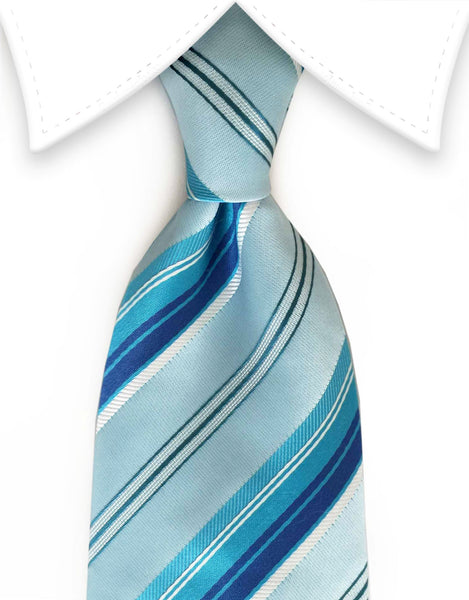Turquoise, blue & white tie