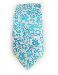 turquoise blue floral tie