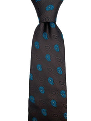 Brown & Turquoise Paisley Extra Long Men's Tie