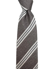 Silvery Gray Brown Tweed Look with White and Black Stripes 2XL Tie