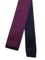 Medium Pink and Dark Navy Knit Necktie