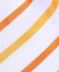 White & Orange Striped Extra Long Tie