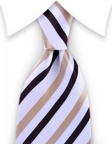 Light and Dark Brown Striped Tie on White