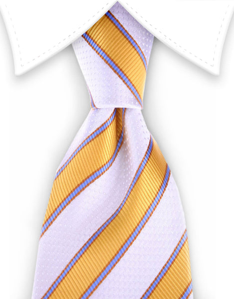 Apricot and white striped men's tie