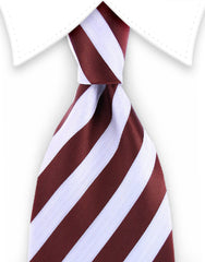 Cappucino and white striped extra long tie