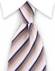 Brown & White Striped Extra Long Tie