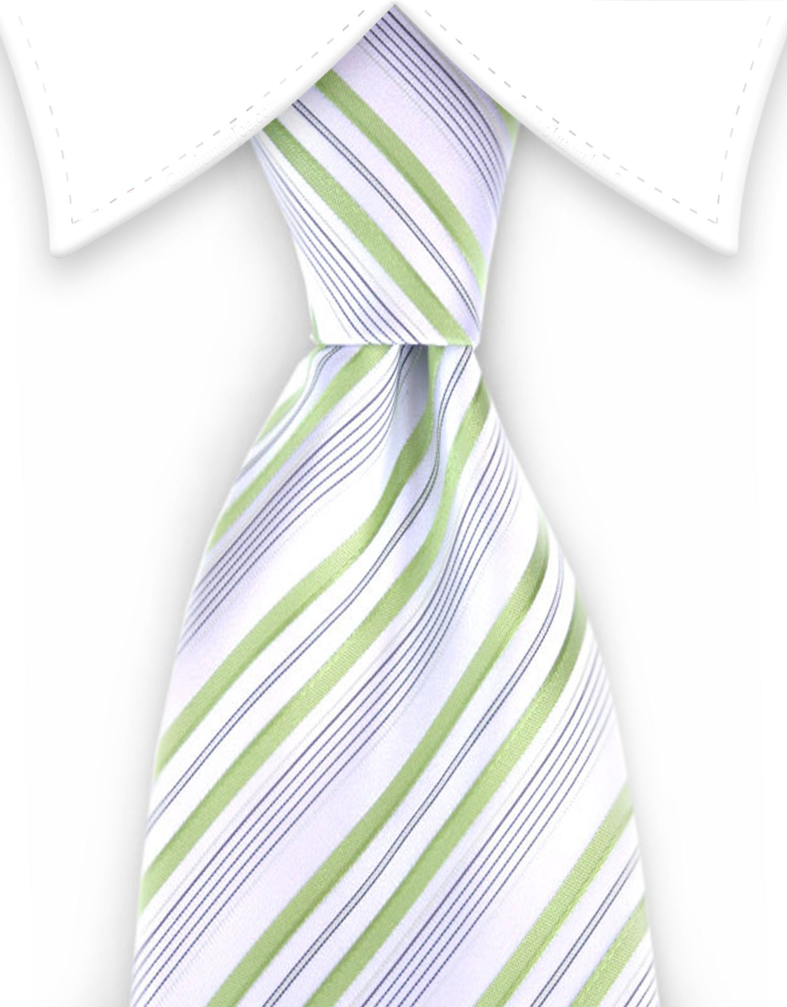 White & Green Striped Tie
