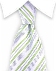 White & Green Striped Tie