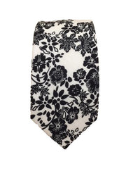 Black and White Floral, Cotton, Men's Tie