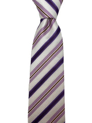 Purple & Vanilla White Striped Necktie