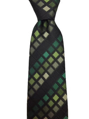 Stained Glass Green, Black and Gray Extra Long Geometric Tie