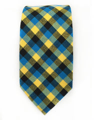 Yellow, Blue & Black Plaid Cotton Necktie