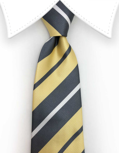 Yellow grey striped tie