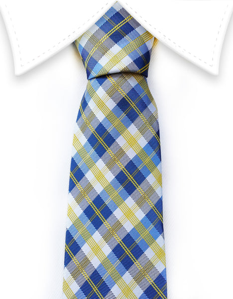 yellow blue plaid tie